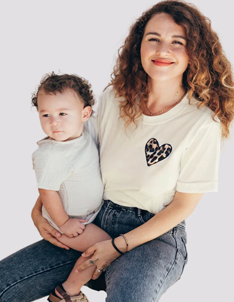 Bild von T-shirt d'allaitement COEUR LEOPARD S