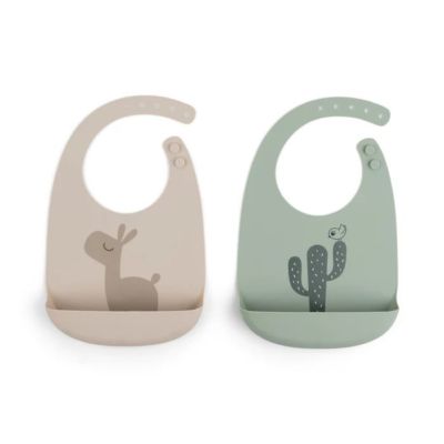 Duo de bavoir en silicone Lalee sand/green