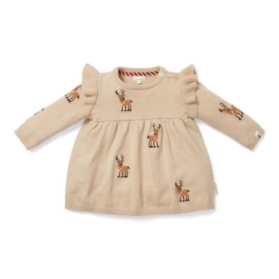Robe de Noël en tricot à manches longues et à volants- 62
