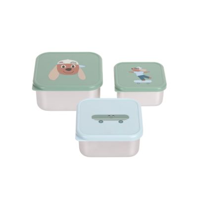 Lot de 3 boîtes à gouter inox Tiny Team Chien