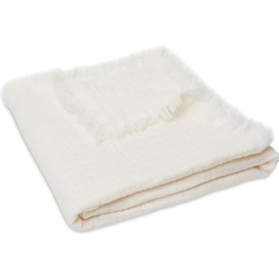 Couverture Berceau 75x100cm - Muslin Fringe Ivory
