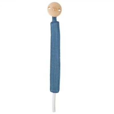 Attache-sucette gaze de coton Pierre bleue